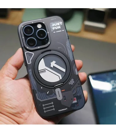 قاب یانگ کیت ایفون 16 پرو Youngkit Cyberpunk 360 rotation Ring Stand Iphone 16 Pro