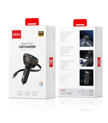 شارژر فندکی فست شارژ 80 وات هیسکا Hiska HCC-337