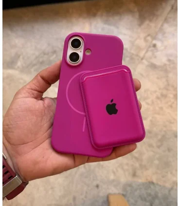 قاب سیلیکونی مگسیف دار ایفون 16 پرومکس همراه با جاکارتی Case Silicon Mag Iphone 16 Pro Max