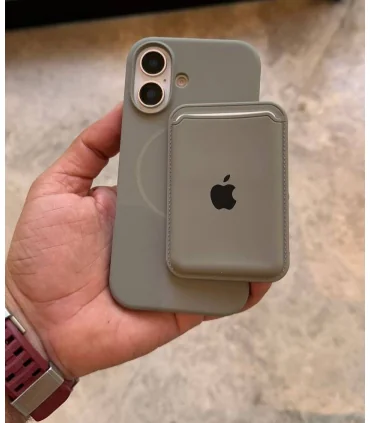 قاب سیلیکونی مگسیف دار ایفون 16 پرومکس همراه با جاکارتی Case Silicon Mag Iphone 16 Pro Max