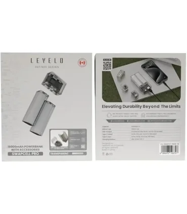 پاوربانک 15000 میلی آمپر به همراه لوازم جانبی لِولو مدل LEVELO SWAPCELL PRO LVL-SWAPCP-PB15K-TR