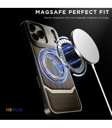 قاب حرفه ای چوبی فلزی ایفون 17 پرومکس Case NJOYNY Metall Iphone 17 Pro Max