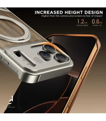 قاب حرفه ای چوبی فلزی ایفون 17 پرومکس Case NJOYNY Metall Iphone 17 Pro Max