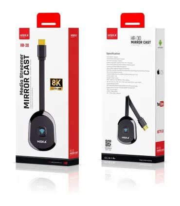 دانگل HDMI هیسکا مدل Hiska HR-30 انتقال تصویر بی‌سیم 8K Mirror Cast