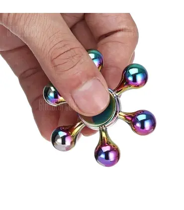 اسپینر فلزی شش پره ای رنگین کمانی Fidget Spinner Metal Rainbow