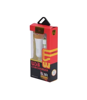 شارژر فندکی Hiska KL-C55 سه پورت همراه کابل لایتنینگ