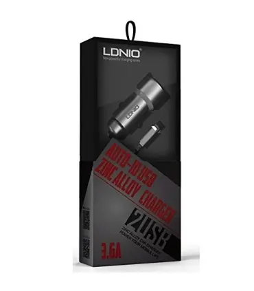 شارژر فندکی 2 پورت الدینیو مدل LDNIO C302 با کابل میکرو یو اس بی